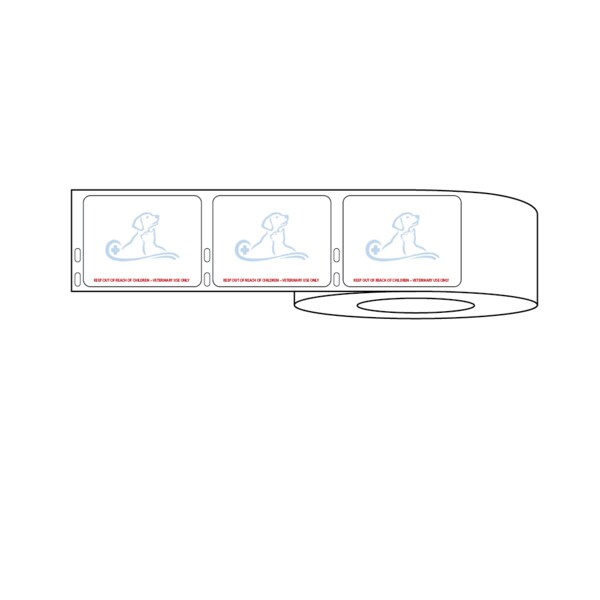 Dymo Label w/Dog-Cat &Warning 2-3/4" x 2-1/8" White w/Blue & Red